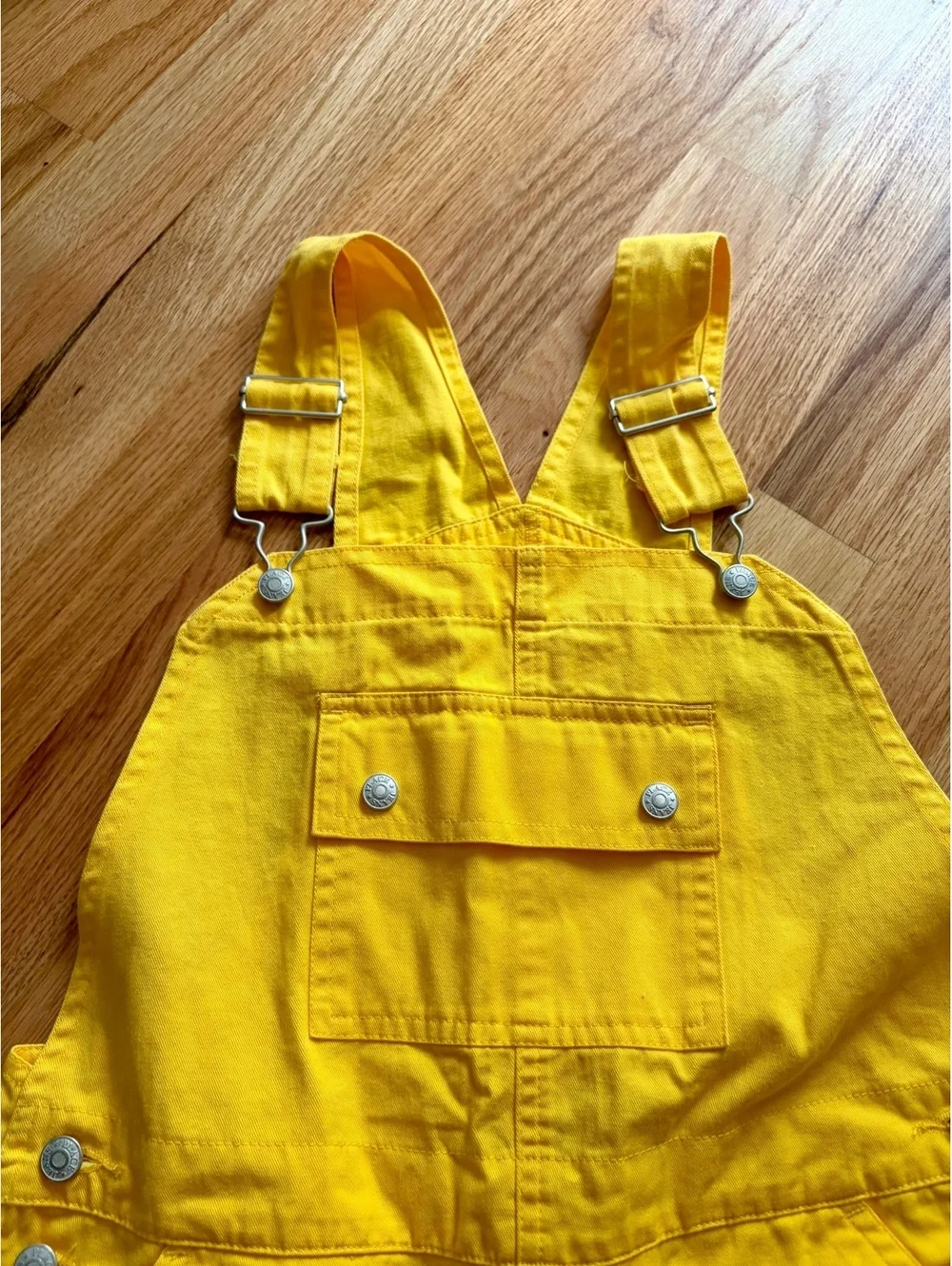 Vintage Y2K The Children’s Place Yellow Denim Shortalls Overalls Girls 12 NWT